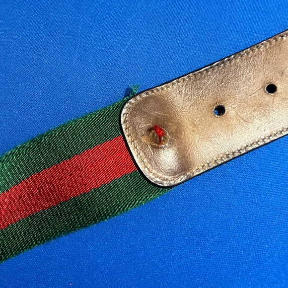 Gucci Web Green & Red Signature Stripe Canvas GG Buckle Belt (411924) 80/32 - Picture 8 of 8